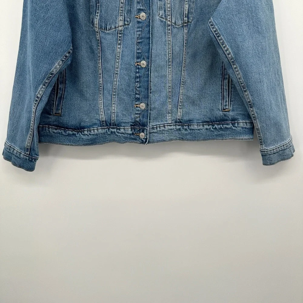 Old‎ Navy Denim Jacket Plus Size XXL Trucker Stretch Jean Pockets Minimalist New - Picture 6 of 13